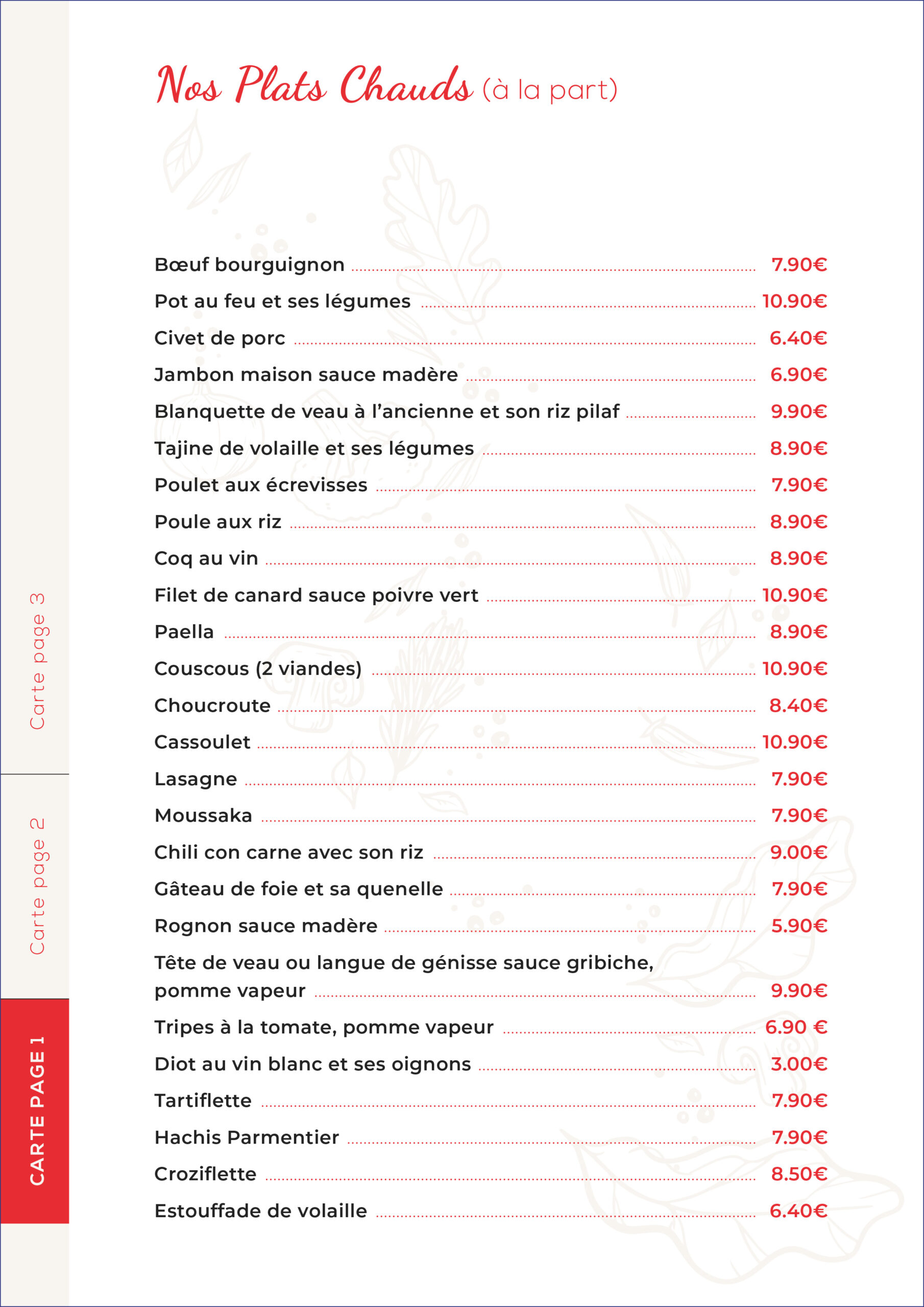 traiteur boucherie tisserand carte nos plats chauds