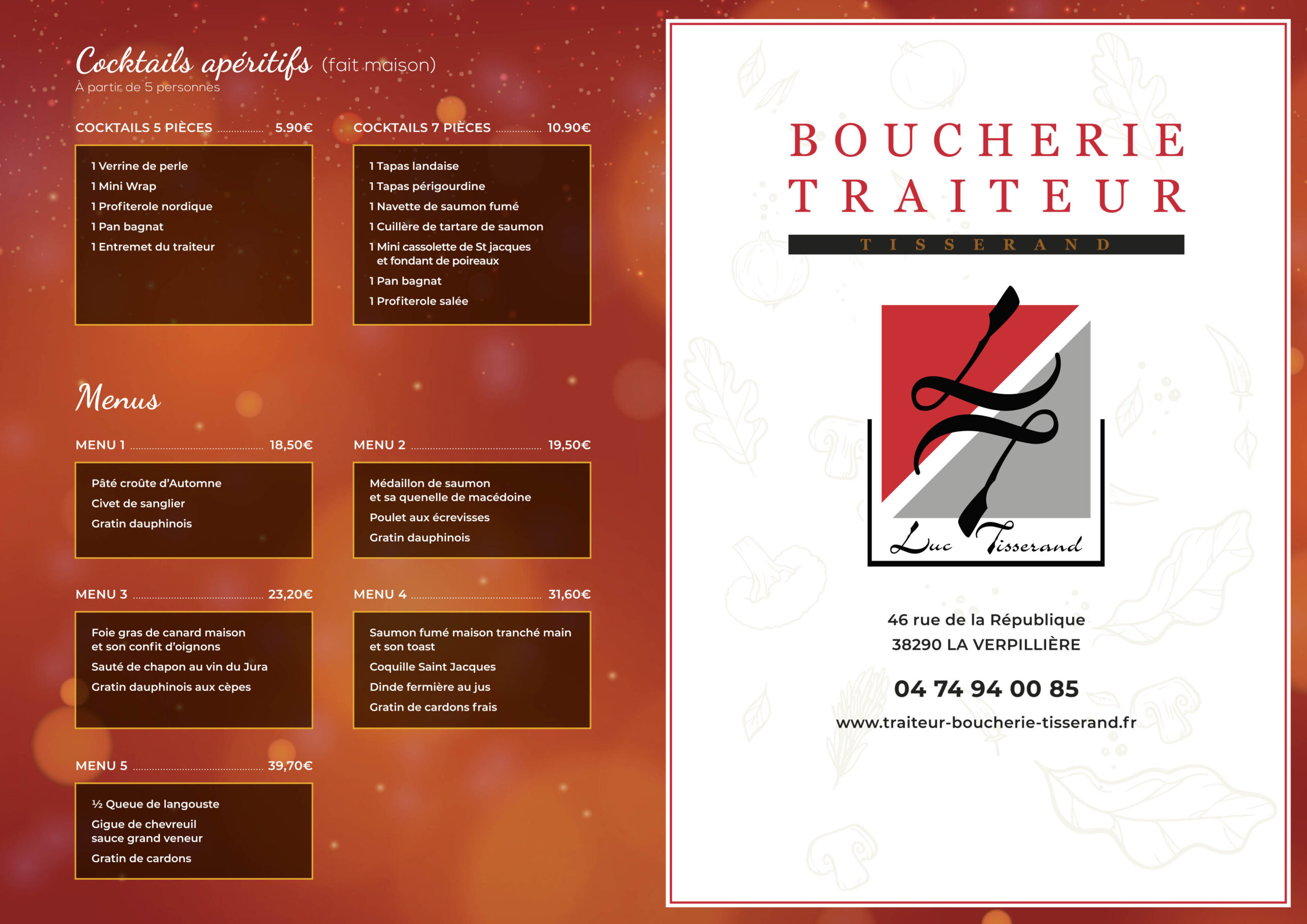 traiteur boucherie tisserand carte des fêtes 2025 2026 couverture