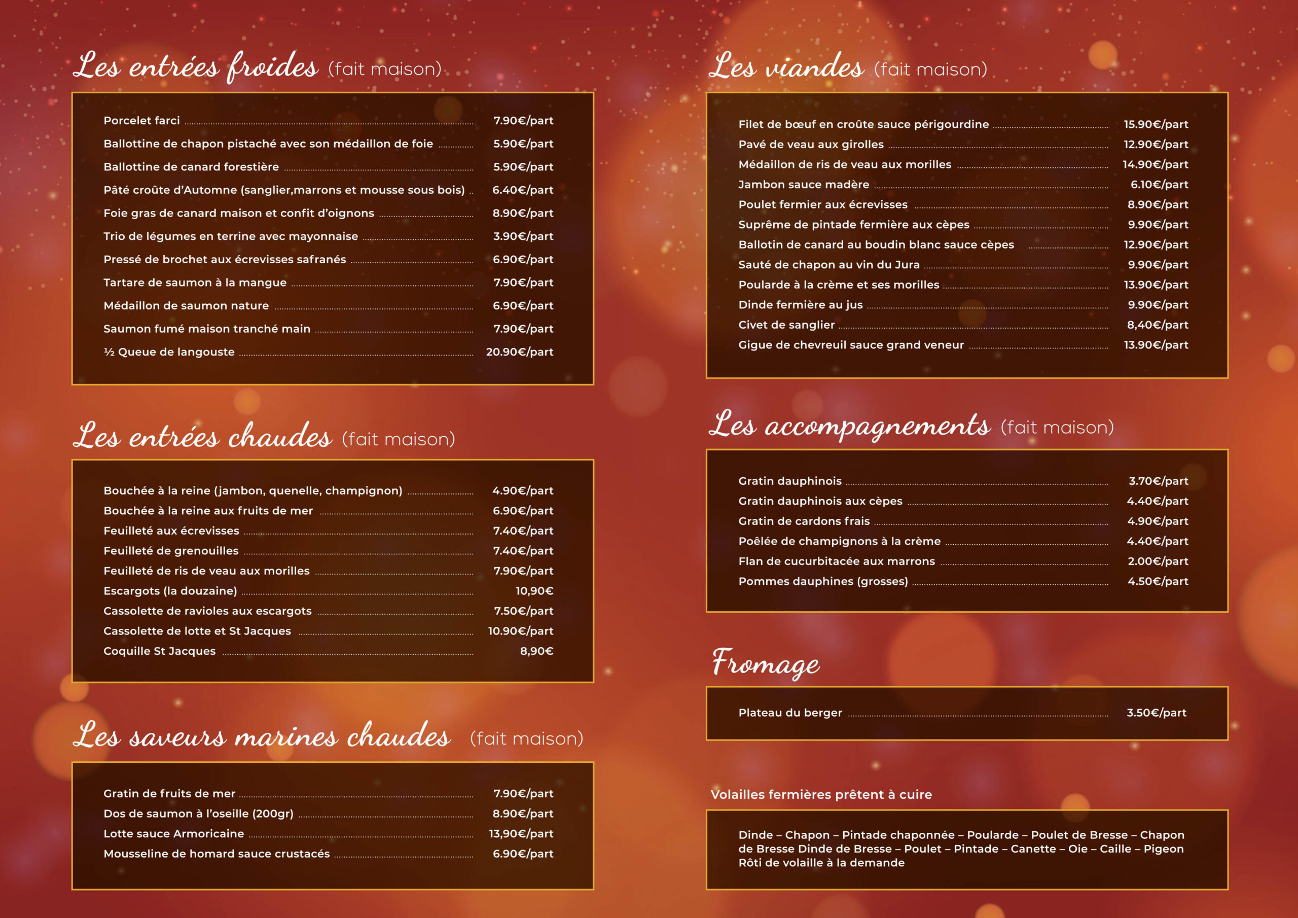 traiteur boucherie tisserand carte des fêtes 2025 2026